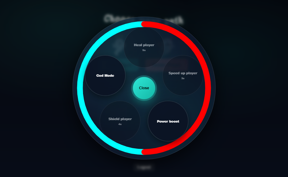 Radial menu in the spectator app showing unlocked help action options.